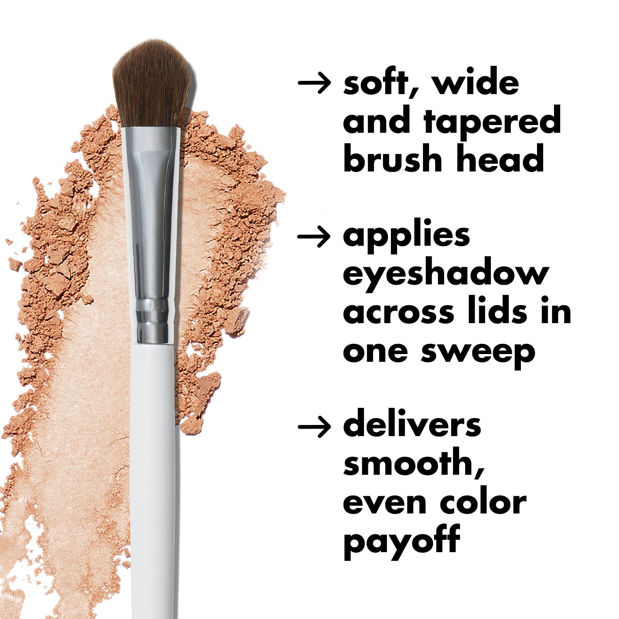 e.l.f. Wide Tapered Eyeshadow Brush, Makeup Brush For Even Eyeshadow Application & Definition, Angled Tip For Precision, Vegan & Cruelty-Free